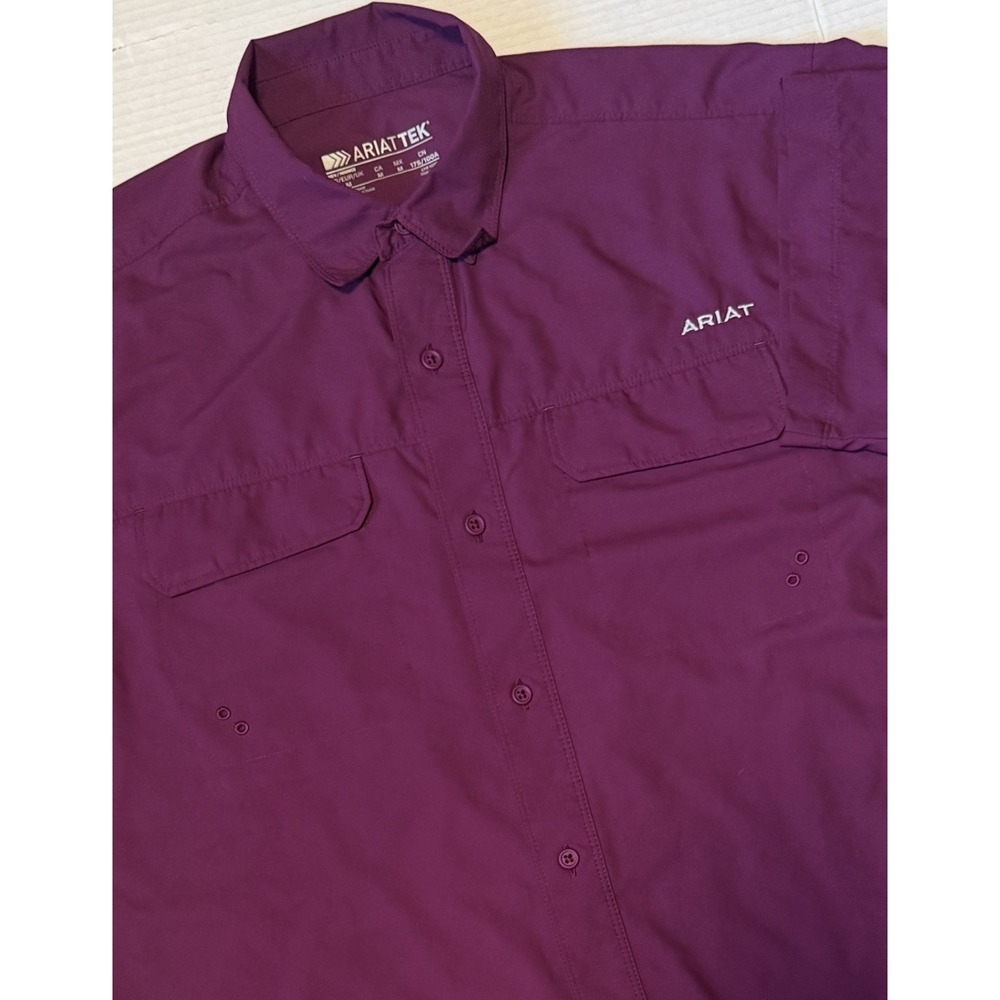 ARIAT AriatTEK - Men's Button Shirt - Purple Short Sleeve Vented - Size Medium